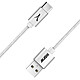 Akashi Câble Alu & Tressé USB-C (Blanc - 1m) Câble de chargement et synchronisation USB-A vers USB-C