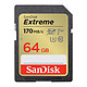 SanDisk Extreme SDXC UHS-I 64 Go Carte mémoire SDXC UHS-I U3 V30 Classe 10 64 Go 170 Mo/s 80 Mo/s
