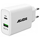 Akashi Chargeur Secteur Intelligent 38W Chargeur secteur 38W 1x USB-C Power Delivery + 1x USB-A Quick Charge 3.0
