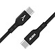Cable USB-C a USB-C de alta resistencia Akashi Negro Cable de carga y sincronización reforzado de USB-C a USB-C