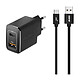 Akashi 20W USB-A Quick Charge 3.0 Mains Charger Black + USB-C Cable 20W Power Delivery USB-C + Quick Charge 3.0 USB-A + USB-C Cable