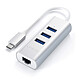 SATECHI 2-in-1 USB-C Hub with 3 USB 3.0 + Ethernet Ports (Silver) USB-C to Gigabit Ethernet adapter and 3 x USB-A 3.0