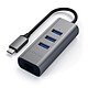 SATECHI Hub USB-C 2-en-1 avec 3 Ports USB 3.0 + Ethernet - Gris Adaptateur USB-C vers Gigabit Ethernet et 3 x USB-A 3.0