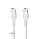 Cable Belkin Boost Charge Flex de silicona de USB-C a USB-C (blanco) - 2m Cable de carga y sincronización de 2 m de silicona de USB-C a USB-C - Blanco