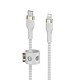 Cable USB-C a Lightning Belkin Boost Charge Pro Flex (blanco) - 3 m Cable de silicona trenzado de USB-C a Lightning de 3 m - Blanco