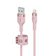 Cable Belkin Boost Charge Pro Flex de silicona trenzada de USB-A a Lightning (rosa) - 1m Cable USB-A a Lightning trenzado de silicona 1m - Rosa