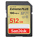 SanDisk Extreme PLUS SDXC UHS-I 512 Go Carte mémoire SDXC UHS-I U3 V30 Classe 10 512 Go 190 Mo/s 130 Mo/s