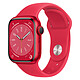 Apple Watch Series 8 GPS + Cellular Aluminum (PRODUCT)RED Sport Band 41 mm 4G LTE Smart Watch - Aluminium - Waterproof - GPS - Heart Rate Monitor - OLED Always-On Retina display - Wi-Fi 4 / Bluetooth 5.0 - watchOS 9 - 41 mm sport band