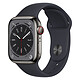 Apple Watch Series 8 GPS + Cellular Stainless Steel Midnight Sport Band 41 mm 4G LTE Smart Watch - Stainless Steel - Waterproof - GPS - Heart Rate Monitor - OLED Always-On Retina display - Wi-Fi 4 / Bluetooth 5.0 - watchOS 9 - 41 mm sport band