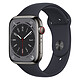 Apple Watch Series 8 GPS + Cellular Acier Inoxydable Minuit Sport Band 45 mm Montre connectée 4G LTE - Acier Inoxydable - Étanche - GPS - Cardiofréquencemètre - Écran OLED Retina Always On - Wi-Fi 4 / Bluetooth 5.0 - watchOS 9 - Bracelet sport 45 mm