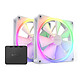 NZXT F140 RGB Twin Pack (White) Pack of 2 140mm RGB PWM Fans with RGB Controller