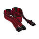 Cable Corsair 600W 12+4 patillas PCIe Gen 5 - Negro/Rojo Cable adaptador PCIe de 12+4 patillas con revestimiento de paracord de triple capa y malla