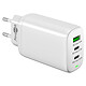 Goobay Chargeur rapide Multiport USB-C 65W (blanc) Chargeur secteur 65W Power Delivery USB-C (x2) + USB Quick Charge 3.0