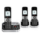 Alcatel F890 Trío de Voz Negro Teléfono inalámbrico con bloqueo de llamadas, manos libres y contestador automático + 2 auriculares adicionales