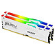Kingston FURY Beast RGB 32 Go (2 x 16 Go) DDR5 5200 MHz CL40 - Blanc Kit Dual Channel 2 barrettes de RAM DDR5 PC5-41600 - KF552C40BWAK2-32