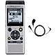 Sistema OM WS-882 Plata + ME52W Grabadora de voz digital con micrófonos estéreo de bajo ruido - USB retráctil - 4 GB + micrófono con supresión de ruido