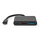 Nedis Hub da USB-C a USB, USB-C e HDMI - 10 cm - Nero Cavo adattatore da USB Type-C maschio a USB-A femmina, USB-C femmina e HDMI femmina - 10 cm