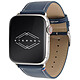 Eternel Simple Tour Bleu Marine 49 mm Bracelet cuir de vachette graissée pour Apple Watch 42/44/45/49 mm