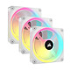 Corsair iCUE LINK QX120 RGB Starter Kit (White) Set of 3 120 mm case fans with addressable RGB LEDs + iCUE LINK System Hub