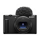 Sony ZV-1 II 20.1 Mp camera - 2.7x optical zoom - f/1.8-4.0 aperture - 4K HDR video - Touch screen LCD - 3-capsule unidirectional microphone - Wi-Fi/Bluetooth