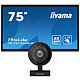 iiyama 75" LED - ProLite TE7514MIS-B1AG + UC CAM10PRO-1 Écran tactile multipoint 4K UHD - 16:9 - VA - 435 cd/m² - 4000:1 - 8 ms - 24/7 - HDMI/DisplayPort/USB-C - Wi-Fi/Bluetooth - HP 2 x 18 W - Noir + Webcam 4K UHD - Angle de vue 120° - 2 microphones