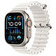 Apple Watch Ultra 2 GPS + Cellular Titanium Case Blanc Ocean Band 49 mm Montre connectée 4G LTE - Titane - Étanche IP6X - GPS - Cardiofréquencemètre/ECG/SpO2/Température - Écran OLED Retina Always On - Wi-Fi 4 / Bluetooth 5.3 - watchOS 10