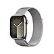 Apple Watch Series 9 GPS + Cellular Acier Inoxydable Argent Bracelet Milanais 41 mm Montre connectée 4G LTE - Acier Inoxydable - Étanche - GPS - Cardiofréquencemètre/ECG/SpO2/Température - Écran OLED Retina Always On - Wi-Fi 4 / Bluetooth 5.3 - watchOS 10 - Bracelet milanais 41 mm