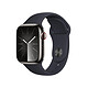 Apple Watch Series 9 GPS + Cellular Stainless Steel Graphite Sport Band Midnight S/M 41 mm 4G LTE Smartwatch - Stainless Steel - Waterproof - GPS - Heart rate monitor/ECG/SpO2/Temperature - OLED Retina Always On display - Wi-Fi 4 / Bluetooth 5.3 - watchOS 10 - 41 mm sport band