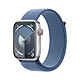 Apple Watch Series 9 GPS + Cellular Aluminium Silver Sport Loop Blue 45 mm 4G LTE Smartwatch - Aluminium - Waterproof - GPS - Heart rate monitor/ECG/SpO2/Temperature - OLED Retina Always On display - Wi-Fi 4 / Bluetooth 5.3 - watchOS 10 - 45 mm sport band