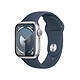 Apple Watch Series 9 GPS Aluminium Argent Sport Band Bleu M/L 41 mm Montre connectée - Aluminium - Étanche - GPS - Cardiofréquencemètre/ECG/SpO2/Température - Écran OLED Retina Always On - Wi-Fi 4 / Bluetooth 5.3 - watchOS 10 - Bracelet sport 41 mm