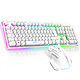 Spirit of Gamer Ultimate 600 Wireless White Gaming kit with semi-mechanical wireless keyboard with RGB backlighting (French AZERTY), 4800 dpi wireless mouse, 8 buttons, RGB backlighting