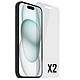 Akashi Verre Trempé Premium iPhone 15 Lot de 2 films de protection d'écran en verre trempé pour Apple iPhone 15