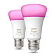 Philips Hue White and Color E27 A60 11 W Bluetooth x 2 Pack of 2 E27 A60 white and coloured bulbs - 11 Watts