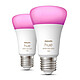 Philips Hue White and Color Ambiance E27 A60 11 W Bluetooth x 2 Pack de 2 Ampoules E27 A60 blanche et colorée - 11 Watts