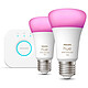 Philips Hue White and Color Ambiance Kit de démarrage E27 A60 11 W Bluetooth x 2 Pack de 2 Ampoules E27 A60 - 11 Watts + 1 Hue Bridge