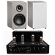 Taga Harmony HTA-25B Black + Elara Triangle LN01 Linen Grey 2 x 25W tube amplifier - Bluetooth + 50W Bass-Reflex compact bookshelf speaker (pair)