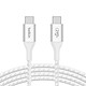 Belkin USB-C to USB-C 240W Cable - rugged (white) - 1 m 1m USB-C to USB-C 240W braided sheath charging and sync cable - White