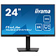 iiyama 23.8" LED - ProLite XUB2494HSU-B6 Ecran PC Full HD 1080p - 1920 x 1080 pixels - 1 ms (MRPT) - 16/9 - Dalle VA - 100 Hz - HDMI/DisplayPort - Hub USB - Pivot - Haut-parleurs - Noir