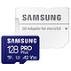Samsung Pro Plus microSD 128 Go Carte mémoire microSDXC UHS-I U3 A2 Classe V30 128 Go + adaptateur SD
