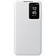 Samsung Smart View Wallet Case Blanc Galaxy S24 Etui à rabat avec affichage date/heure et porte-carte pour Samsung Galaxy S24