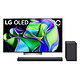 LG OLED65C3 + SC9S Téléviseur OLED EVO 4K UHD 65" (165 cm) - 120 Hz - Dolby Vision IQ - Wi-Fi/Bluetooth/AirPlay 2 - G-Sync/FreeSync Premium - 4x HDMI 2.1 - Google Assistant/Alexa - Son 2.2 40W Dolby Atmos + Barre de son 3.1.3