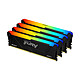 Kingston FURY Beast RGB 32 Go (4 x 8 Go) DDR4 3200 MHz CL16 Kit Quad Channel 4 barrettes de RAM DDR4 PC4-25600 - KF432C16BBAK4/32
