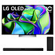 LG OLED55C3 + SN5 Téléviseur OLED EVO 4K UHD 55" (140 cm) - 120 Hz - Dolby Vision IQ - Wi-Fi/Bluetooth/AirPlay 2 - G-Sync/FreeSync Premium - 4x HDMI 2.1 - Google Assistant/Alexa - Son 2.2 40W Dolby Atmos + Barre de son 2.1