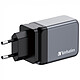 Verbatim GNC-65 GaN wall charger with 2 USB-C PD 65W ports and 1 USB-A QC 3.0 port