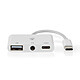 Adaptador Nedis Multi-Puerto USB-C a USB, USB-C y Jack 3,5 mm - 10 cm - Blanco Cable adaptador USB Tipo-C macho a USB-A hembra, USB-C hembra y Jack de 3,5 m - 10 cm