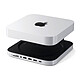 SATECHI Soporte y Cubo para Mac Mini / Mac Studio Plata Estación de acoplamiento para Mac Mini y Mac Studio con ranura para SSD M.2 NVMe/SATA, 1 puerto USB-C 3.1, 1 puerto USB 3.1, 2 puertos USB 3.0, toma de audio de 3,5 mm y lector de tarjetas