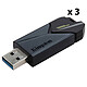 Kingston DataTraveler Exodia Onyx 128 Go (x 3) 3 x Clés USB 3.0 128 Go avec capuchon rétractable et anneau pour porte-clés
