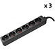Set of 3 6-socket power strips - Black Pack of 3 6-socket power strips (black)