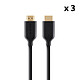Belkin Lot de 3 câbles HDMI 2.0 Premium Gold avec Ethernet - 2 m Lot de 3 câbles HDMI Premium Plaqué Or avec Ethernet - 2 mètres
