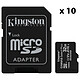 Kingston Canvas Select Plus SDCS2/32GB (x 10) 10 tarjetas de memoria Micro SDHC UHS-I U1 Clase 10 A1 Clase V10 de 32 GB + adaptador SD